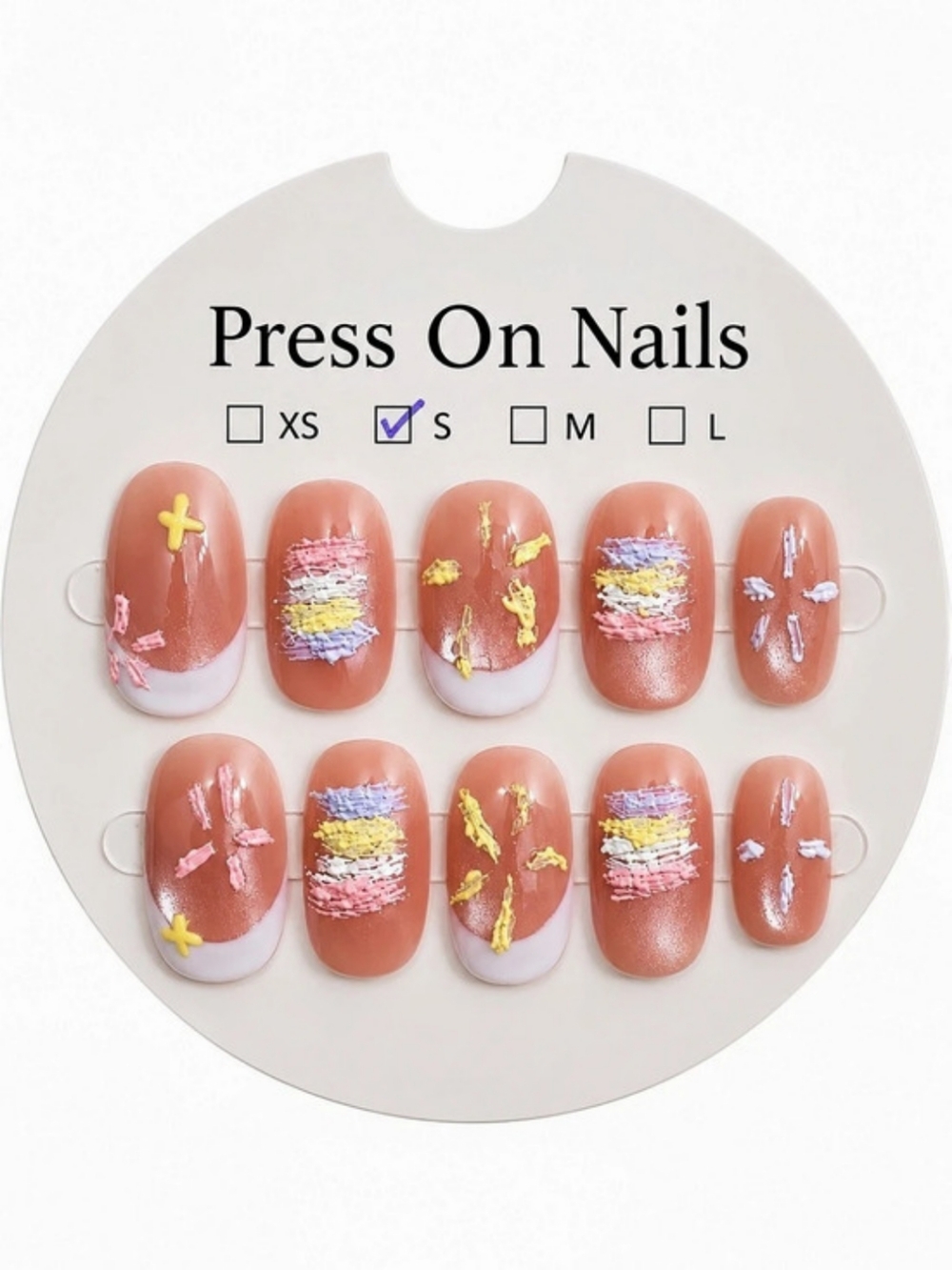 Press-On Nails in Pink & White